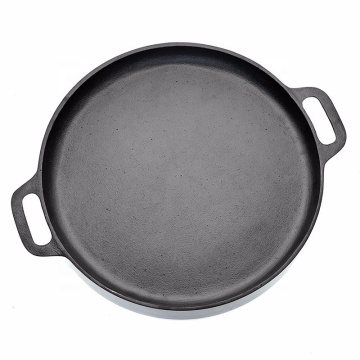 Gusseisen Pizza Pan-14inch Bratpfanne zum Kochen, Backen, langlebiges Kochgeschirr